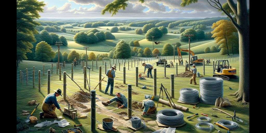 electric fence installation in rural setting