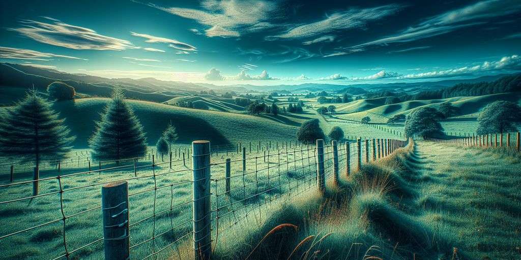 electric fence in rural setting with clear sky