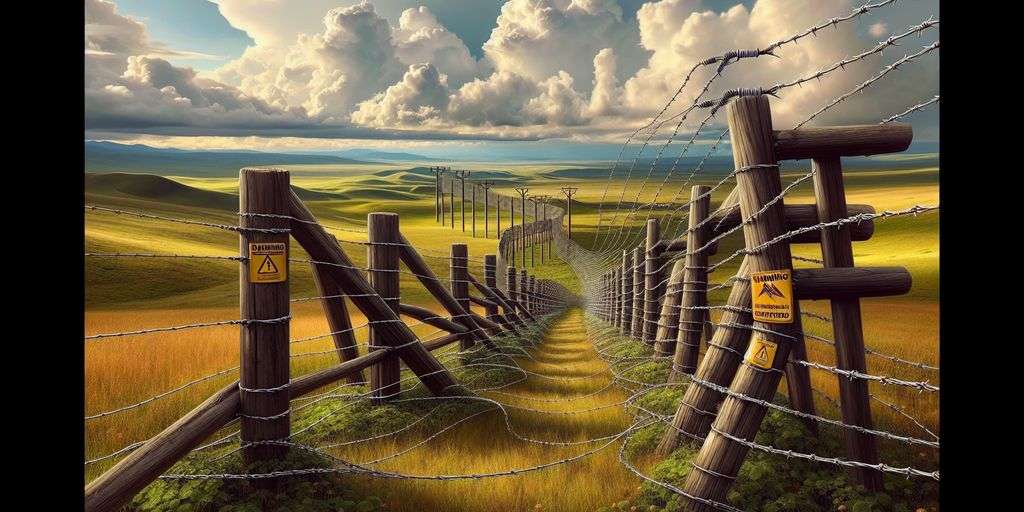 electric fence in rural landscape