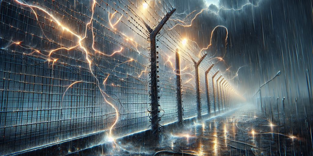 electric fence in rain