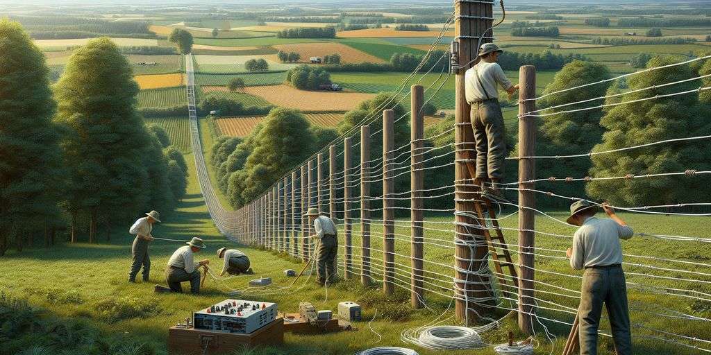 electric fence installation in rural setting