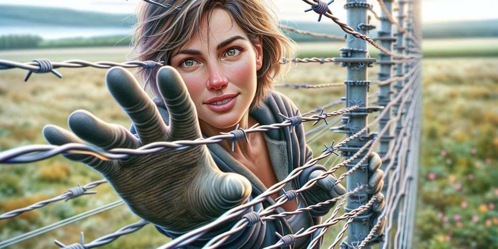 person touching electric fence safely