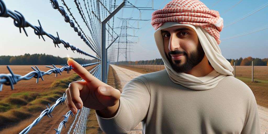 person touching electric fence safely