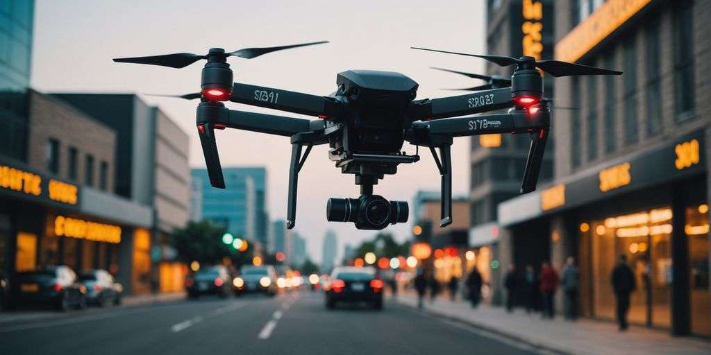 Various security devices like drones, smart locks, and sensors.