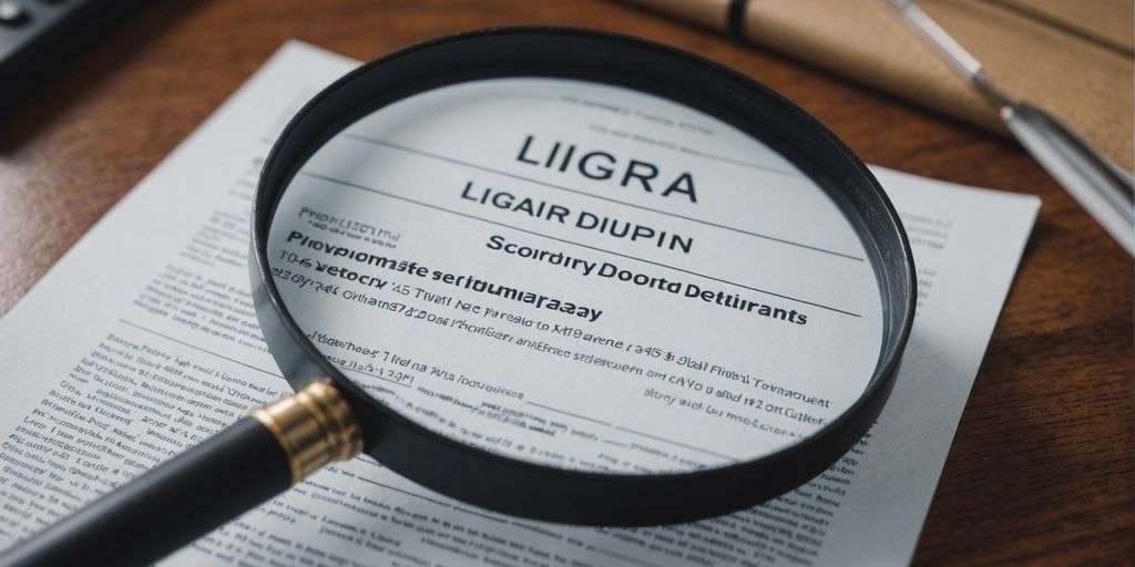 Magnifying glass examining legal documents on privacy laws.