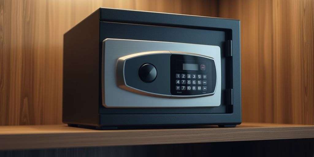 Modern safe with digital keypad lock