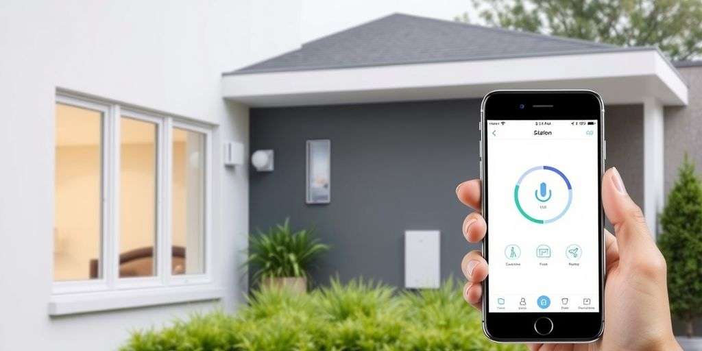 Modern home with wireless alarm system