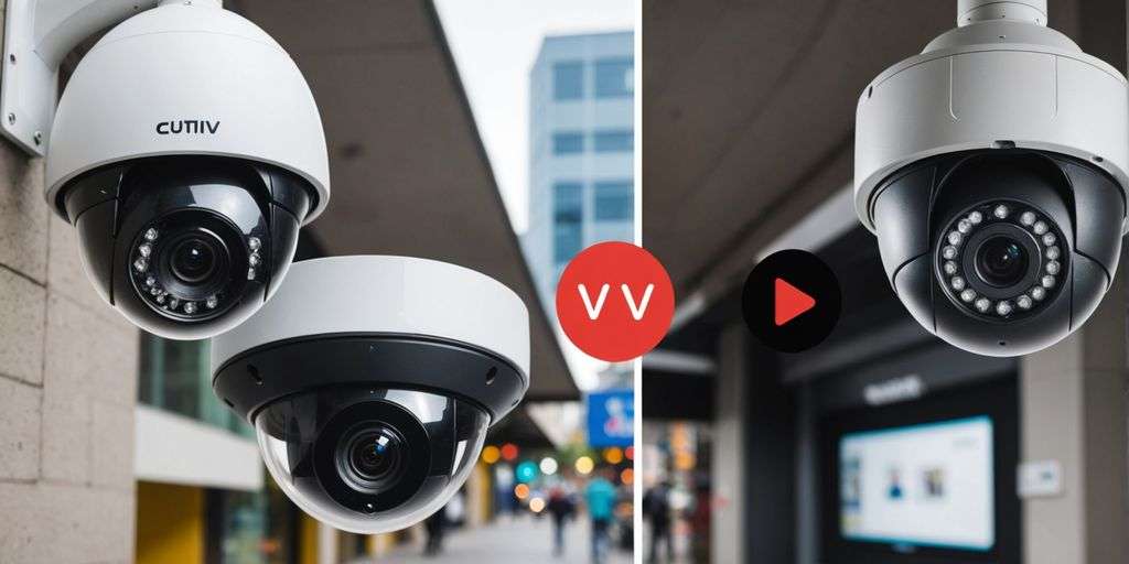 Analogue and IP CCTV cameras side by side.