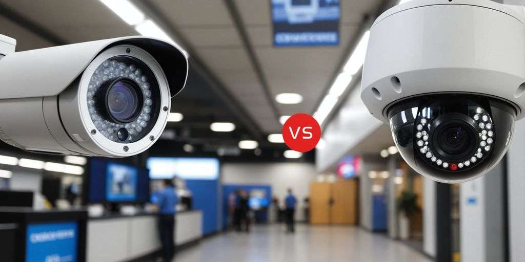 Analogue and IP CCTV cameras side by side.