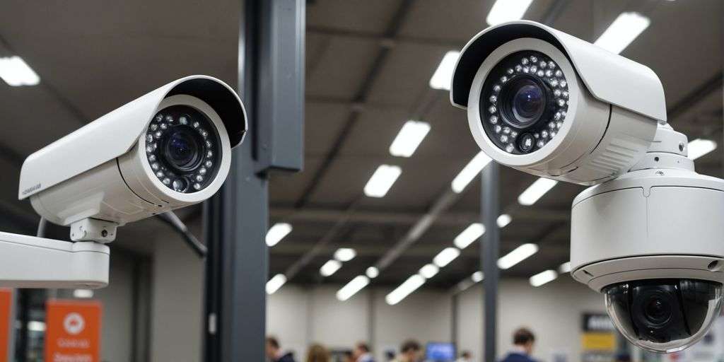 Analogue CCTV camera next to modern IP camera.