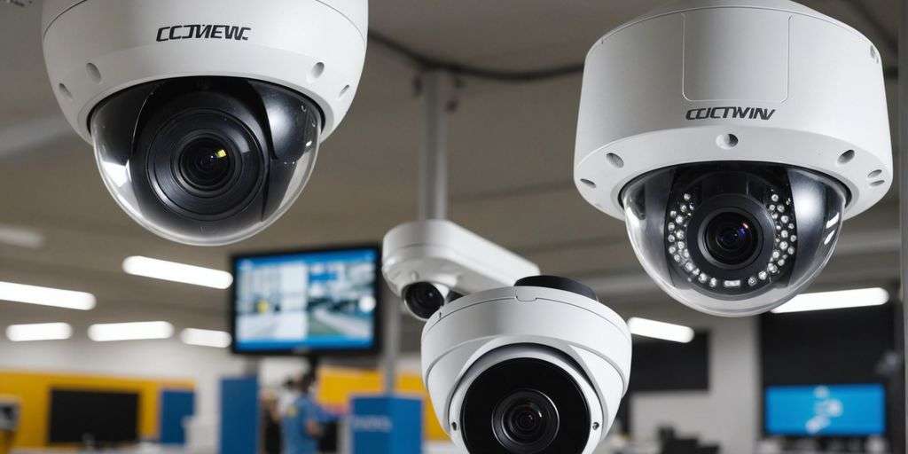 Analogue and IP CCTV cameras side by side.