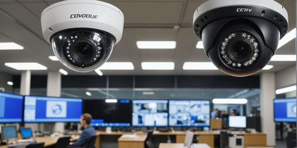 Analogue and IP CCTV cameras side by side.