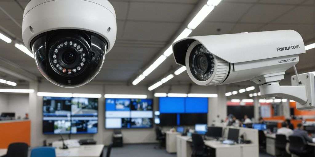 Analogue and IP CCTV cameras side by side.
