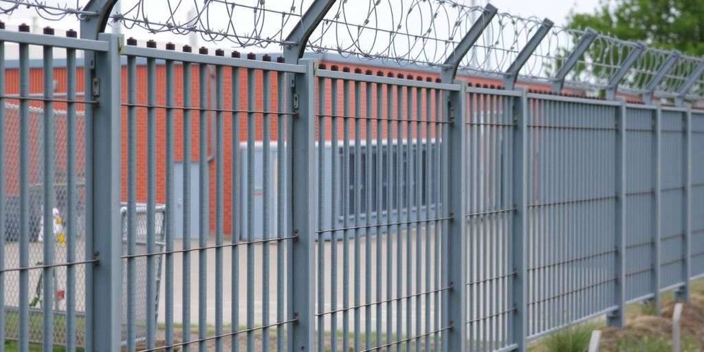 Medium security fence with barbed wire