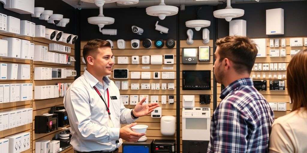 Retail store with alarm systems and CCTV