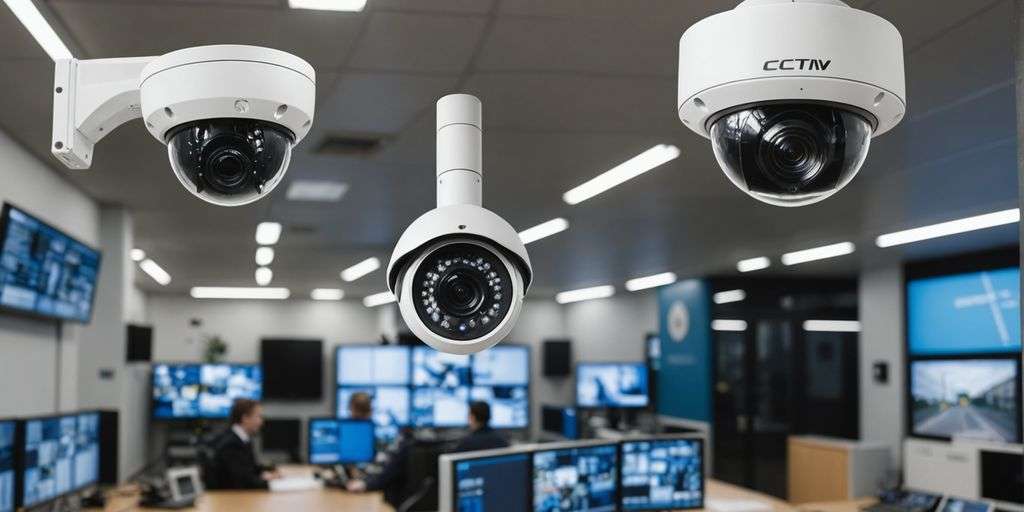 Analogue and IP CCTV cameras side by side.