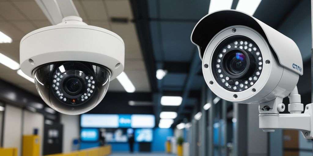 Analogue and IP CCTV cameras side by side.