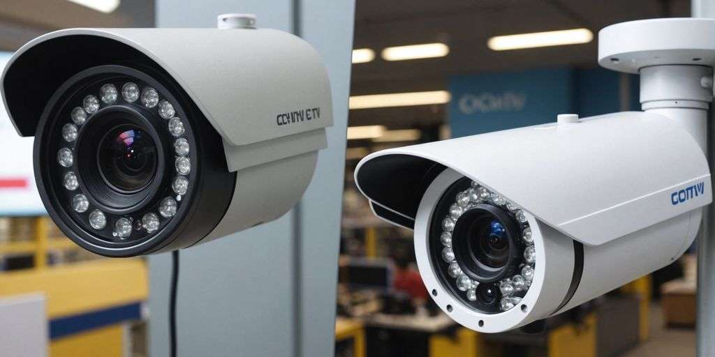Analogue and IP CCTV cameras side by side.