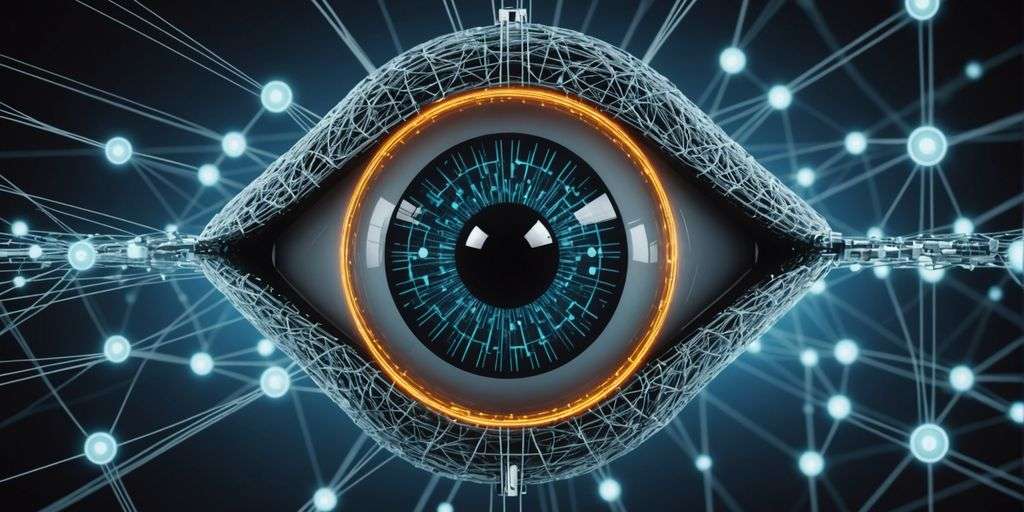 Eye with digital lock and network nodes