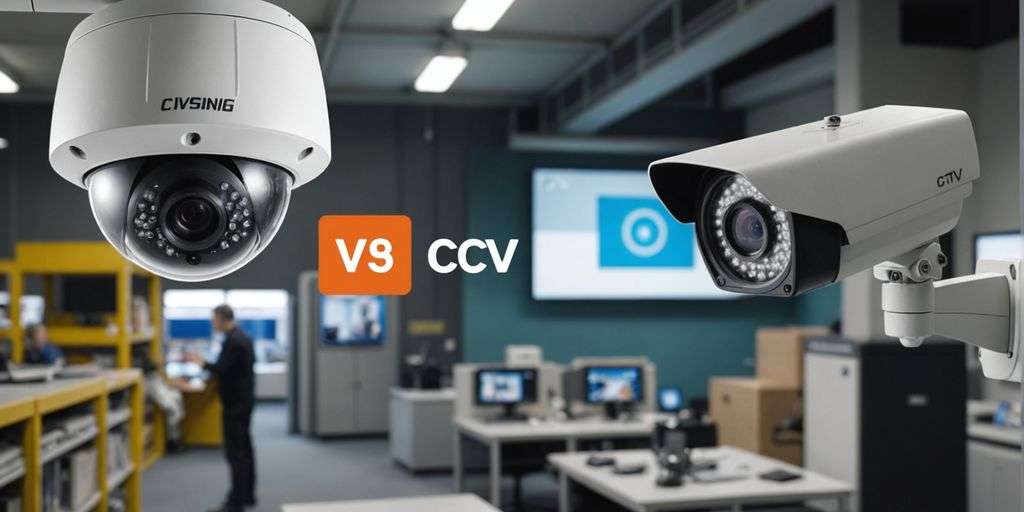Analogue and IP CCTV cameras side by side.