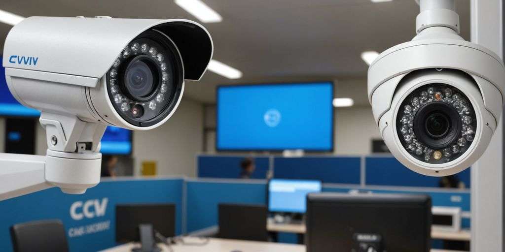 Analogue and IP CCTV cameras side by side.