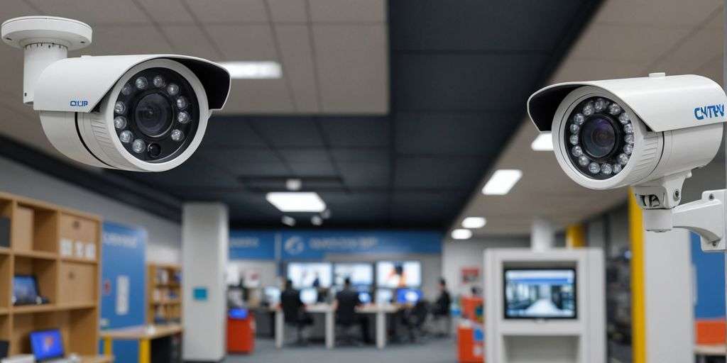 Analogue and IP CCTV cameras side by side.