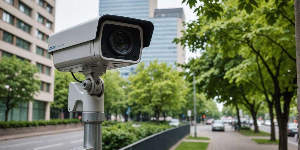 CCTV camera overlooking urban street