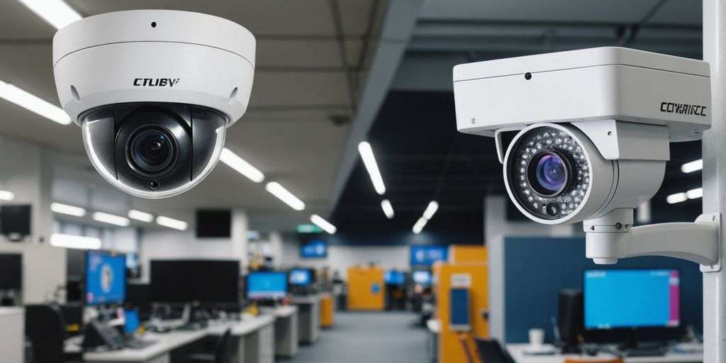 Analogue and IP CCTV cameras side by side.