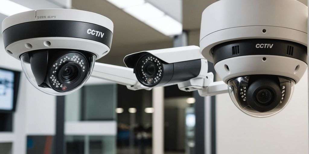 Analogue and IP CCTV cameras side by side.