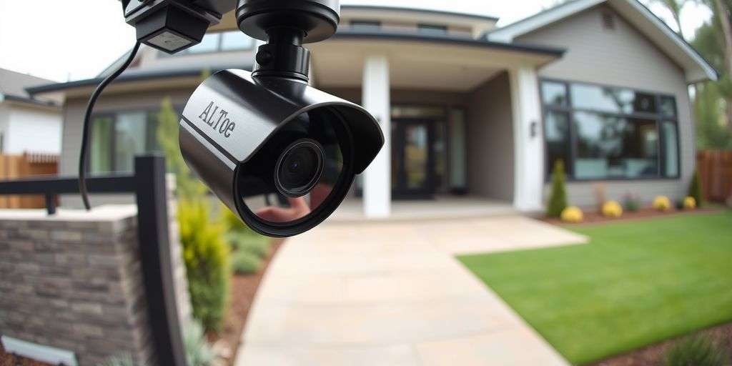 Home with security camera at entrance