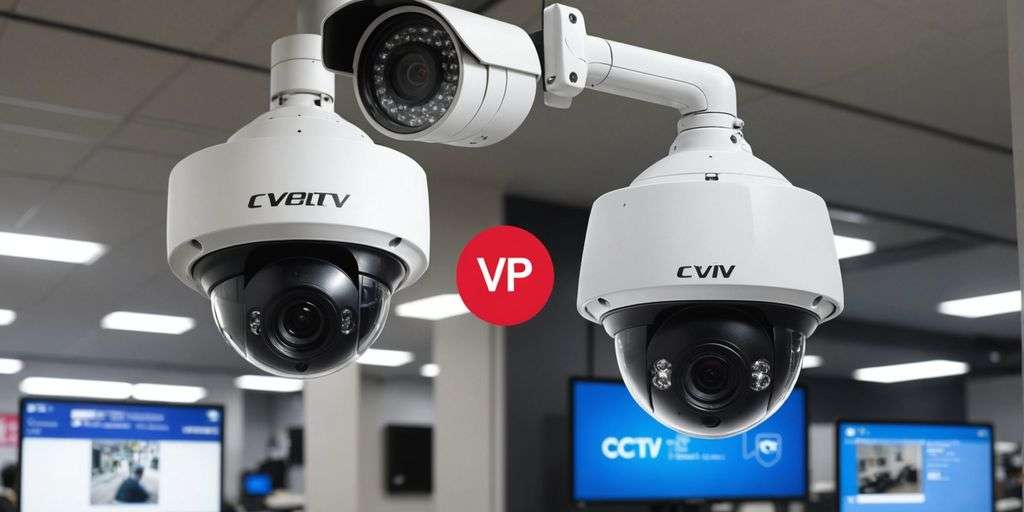 Analogue and IP CCTV cameras side by side.