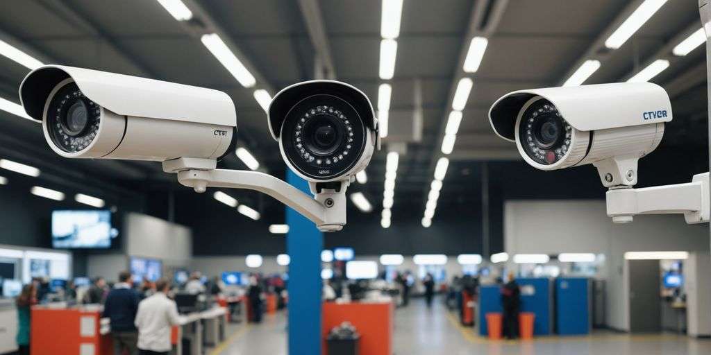 Analogue and IP CCTV cameras side by side.